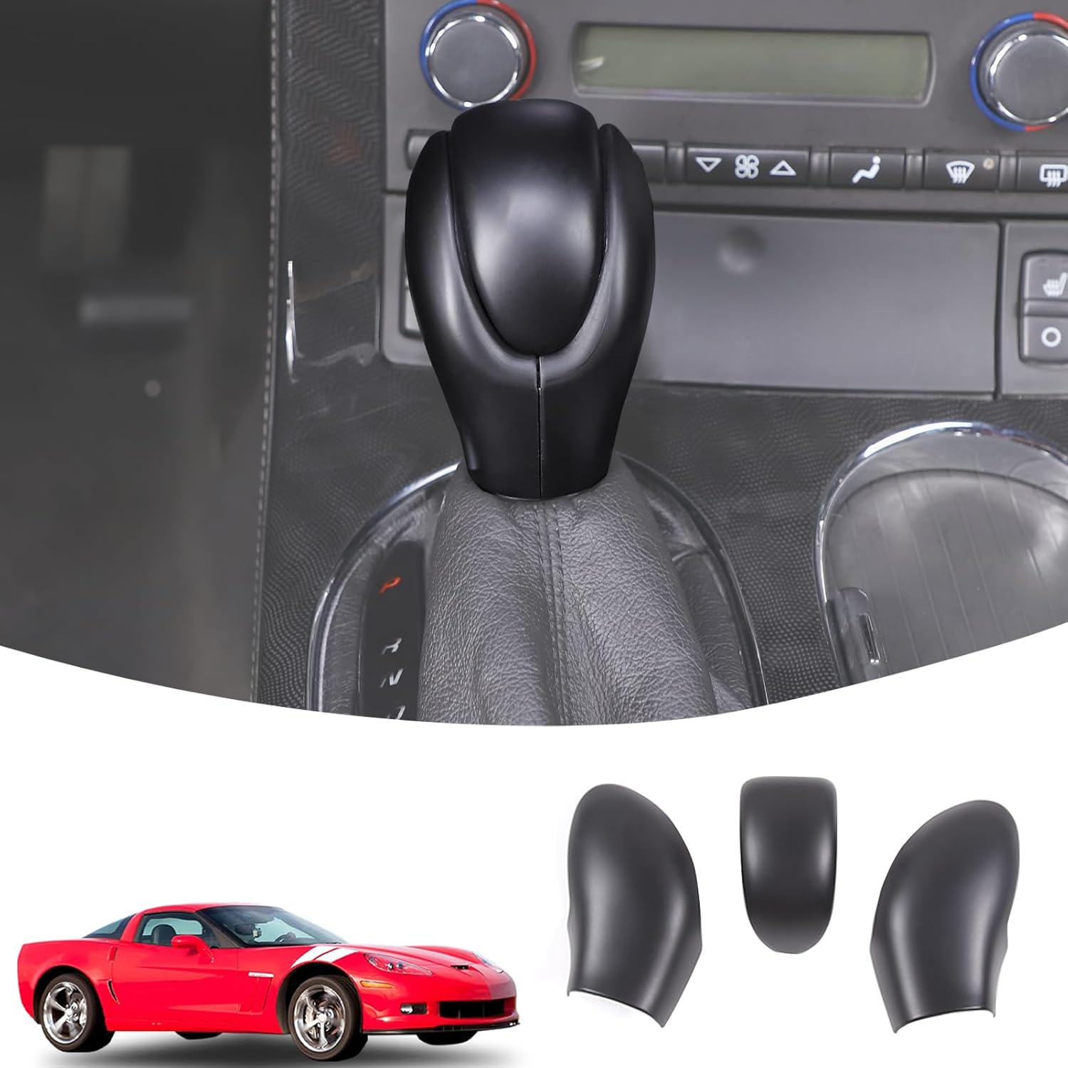 Lcojicep ABS Car Gear Shift Knob Cover Compatible with Corvette C6 2005-2013 Gear Shift Knob Head Cover Cap,Car Gear Head Cover Gear Handle Head Gear чёрный