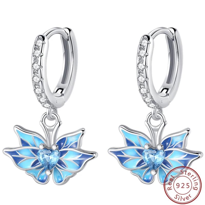 Women's Romantic 925 Silver Snowflake Star Shining Zircon Christmas Winter Earrings Fit Wedding Party Exquisite Jewelry