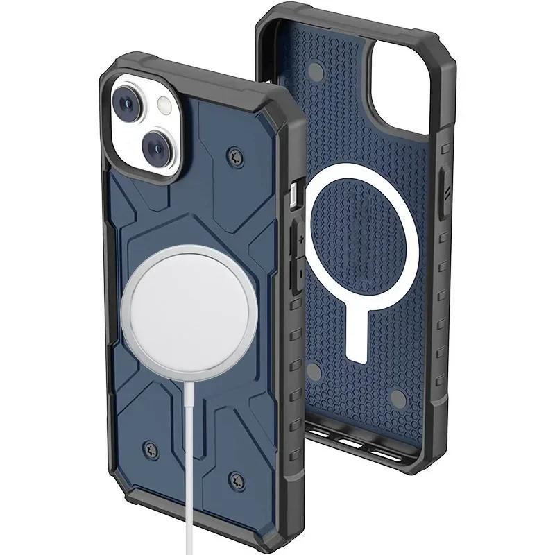 

Чохол Urban Armorg Pathfinder MagSafe для Apple iPhone 16 Pro Max Plus 15 14 13 12 Ori Ударостійкий міцний чохол із бездротовою зарядкою For iPhone 15 темно-синього кольору