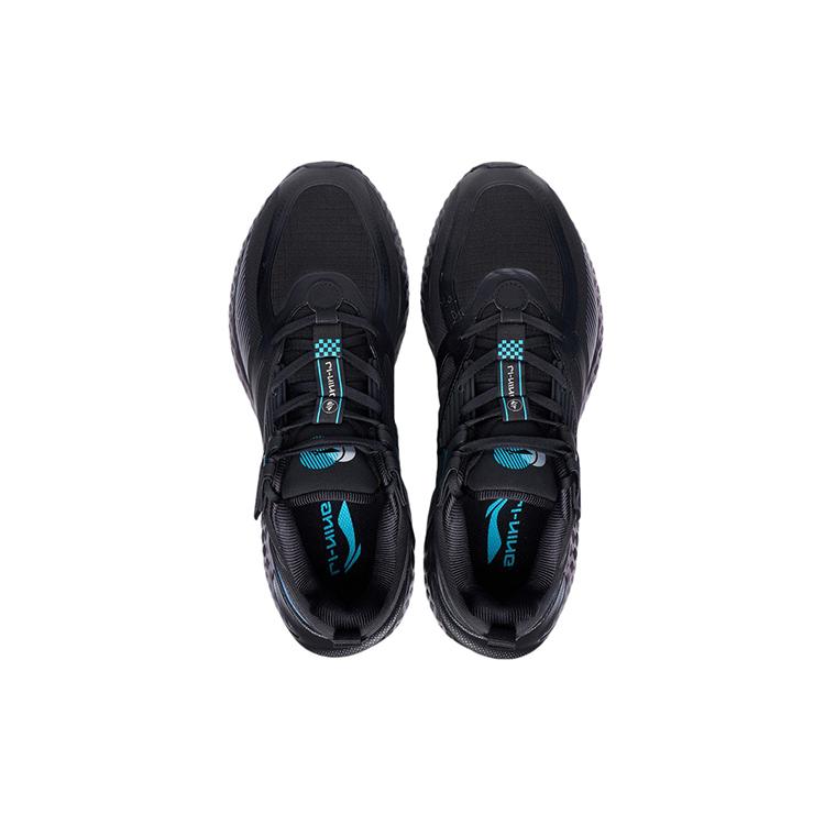 Li Ning Cloud Shield Fashion Abrasion Resistant Breathable Low top Running Shoes Men's Black Blue AGLR233-2