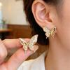 Spring Cream Butterfly Stud Earrings Premium Gilt Diamond Earrings Fairy Earrings
