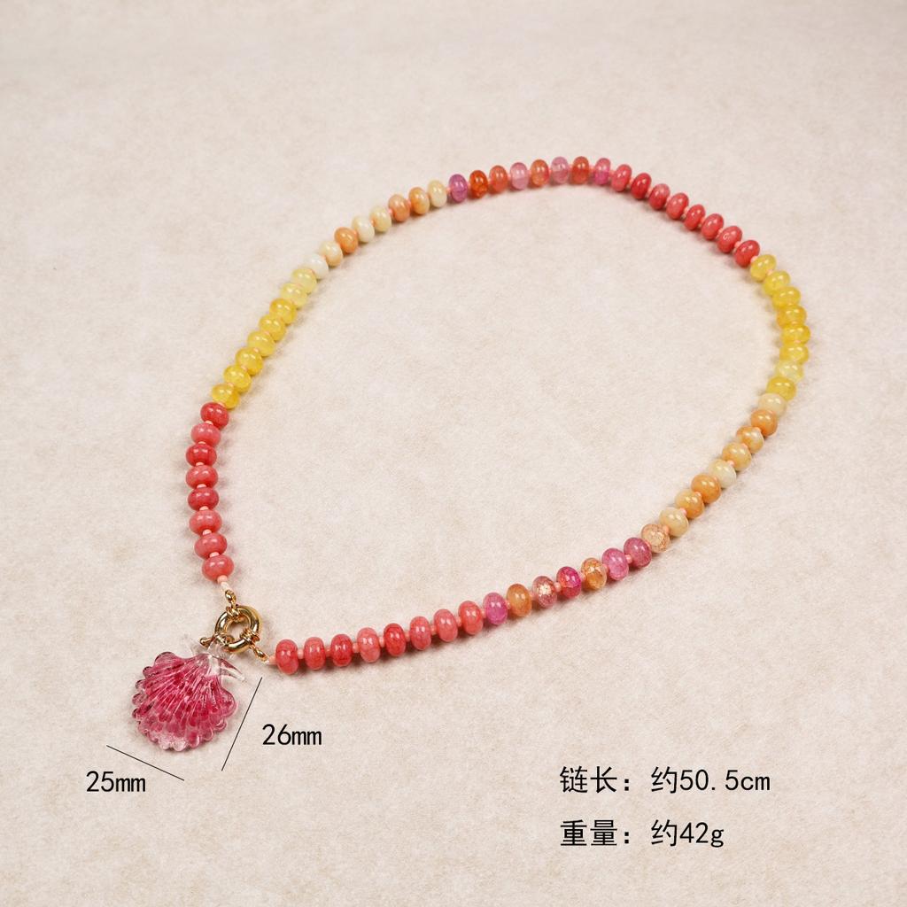 Yori Ins Blogger Empfohlen Handgefertigter Perlenanhänger und Buntes Perlenhalsband Sommer Strand Dopamin Schmuck 2025 Neu
