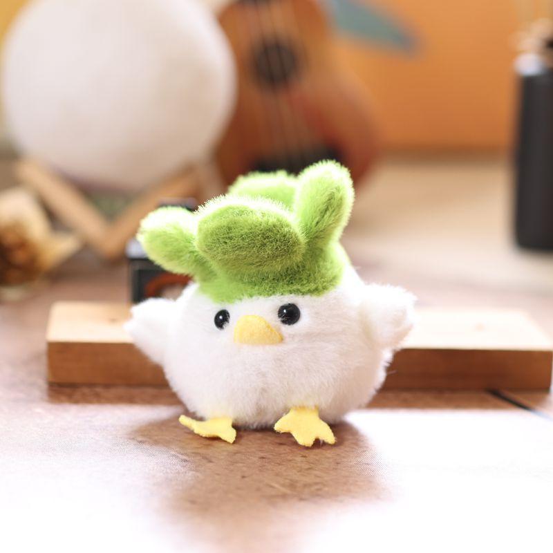 Cute Garlic Bird Chick Plush Keychain Bag Charm Soft Stuffed Animal Pendant Doll Accessory 13cm (regular version) белый