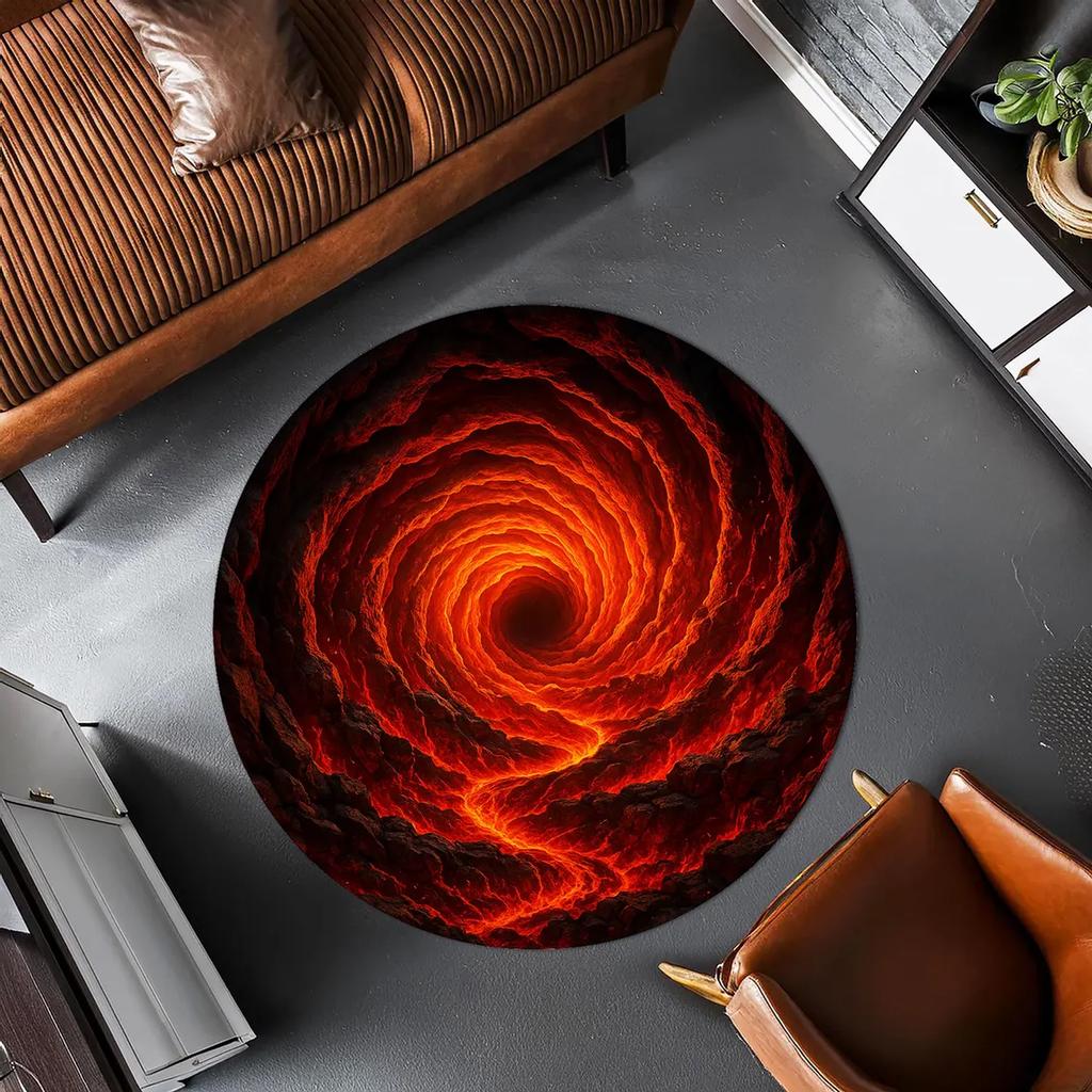 3D Waterfall Illusion Round Rug, Optical Depth Cave Carpet, Nature Inspired Floor Decor for Living Room, Bedroom, Meditation MaT