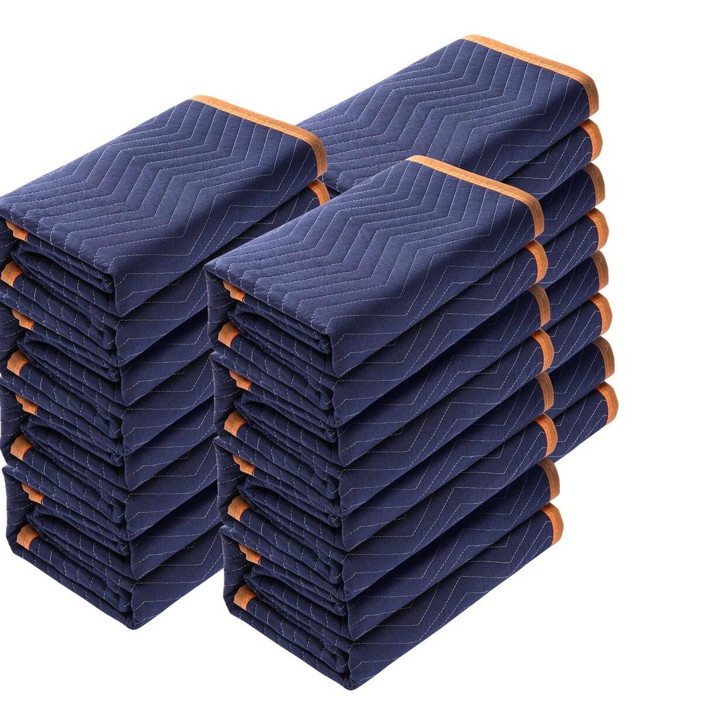 Moving Blankets, 80" x 72", 35 lbs/dz Weight, 12 Packs, Professional Non-Woven & Recycled Cotton Packing Blanket, Heavy Duty Mover Pads for Protecting