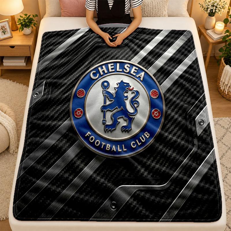 Flannel BlanketChelsea FC Warm Soft Throw Blanket for Indoor Sofa Bed Living Room Use