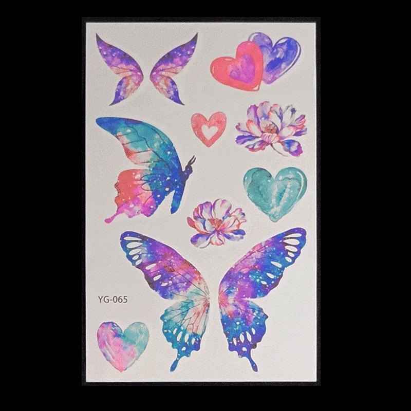's New Fluorescent Butterfly Tattoo Sticker Music Festival KTV Concert Party Disposable Waterproof