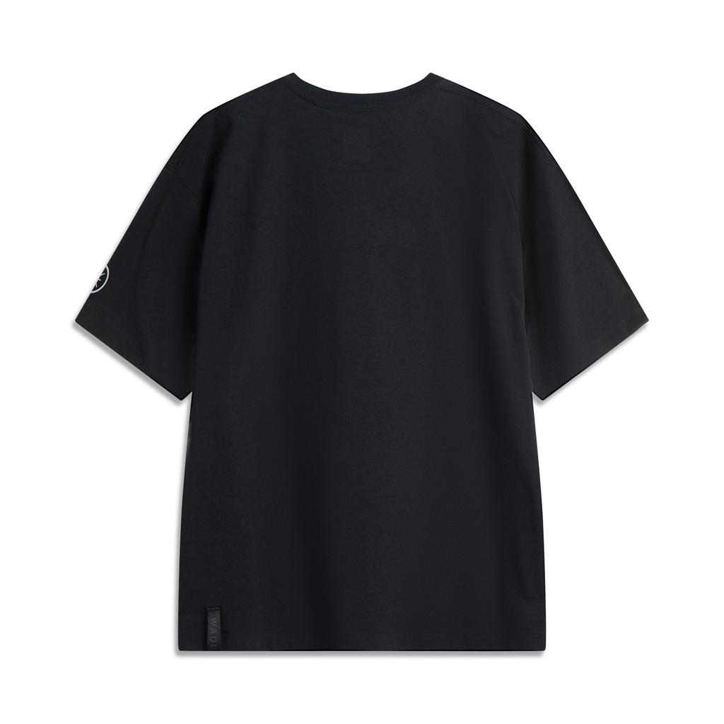 Li-Ning Basketball Series Letter Round Neck Breathable Versatile Casual Short Sleeve T-Shirt Men Tops Black AHSV089-1