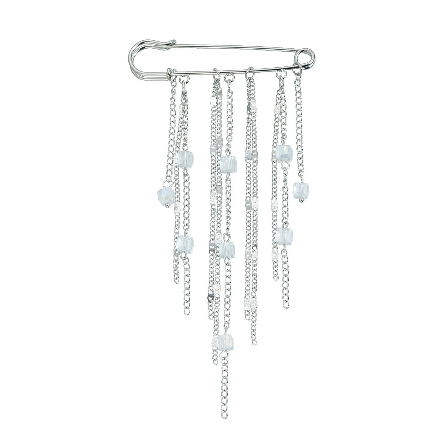 Square crystal multi-fringed brooch clothing, waist fixing pin accessories