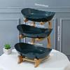 Wooden 3-Tier Fruit and Vegetable Basket with Wooden Legs - Versatile Kitchen Organizer for Fruits, Vegetables, and Iced Food
