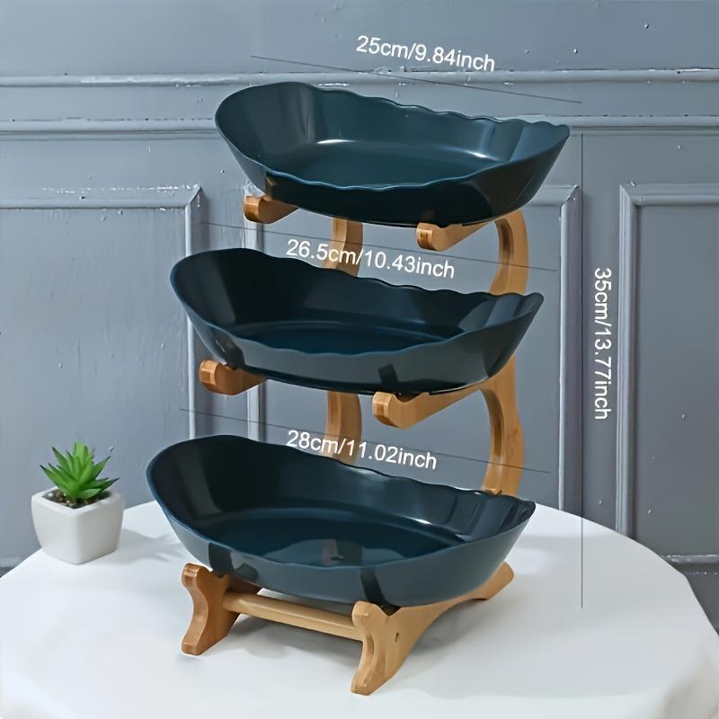Wooden 3-Tier Fruit and Vegetable Basket with Wooden Legs - Versatile Kitchen Organizer for Fruits, Vegetables, and Iced Food