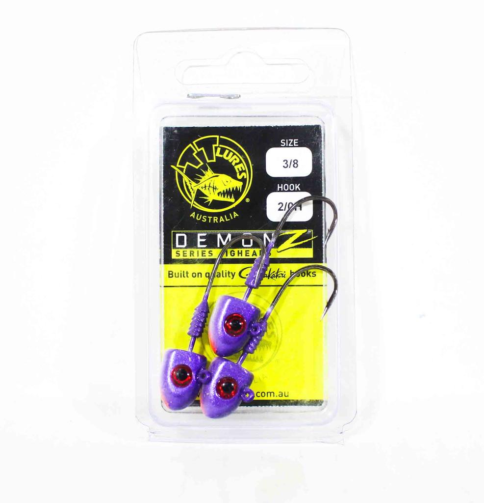 Tackle Tactics TT Demonz Jig Head 3/8oz 2/0H 3/pack Purple Minnow (7129)