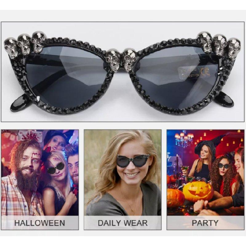 Skull Ladies Halloween Sunglasses Party Decoration Zircon Border Glasses Plastic
