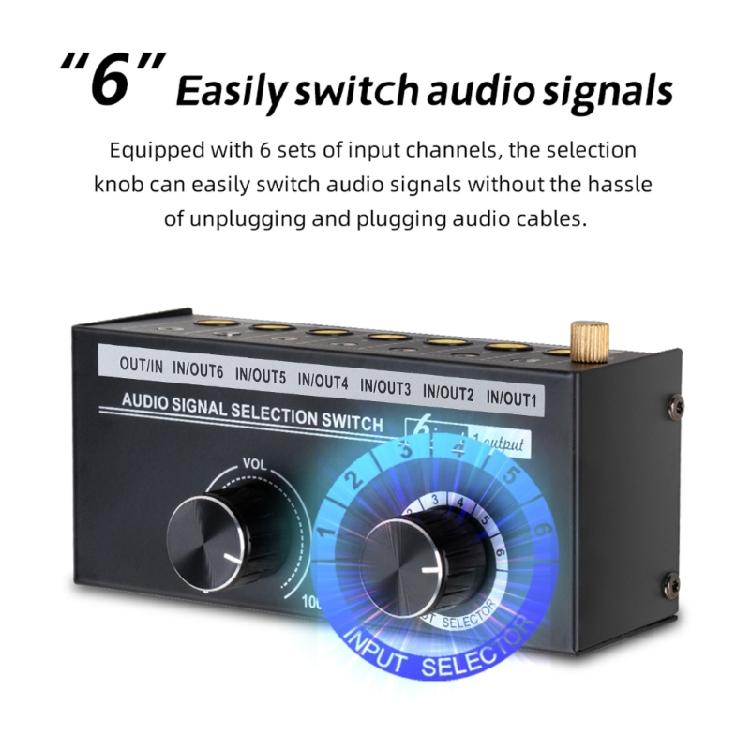 Compactly 6Channel Audios Switcher For Clear Sound And Easy Setups Eliminates Noise and Sound Interferences Selector
