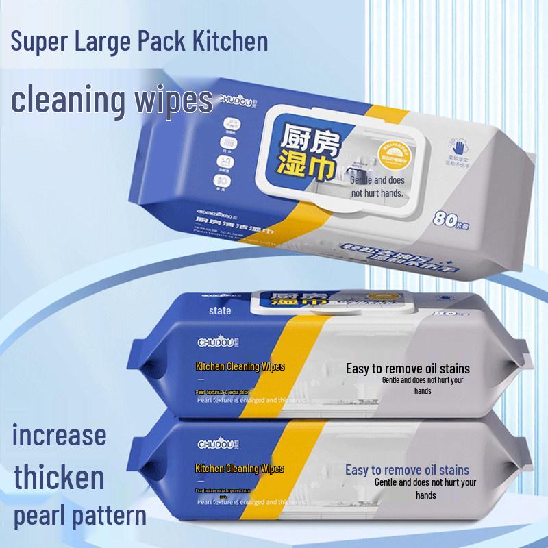

Thickened Kitchen Cleaning Wipes for Oil Stains on Range Hoods 1 package, 80 thick wipes