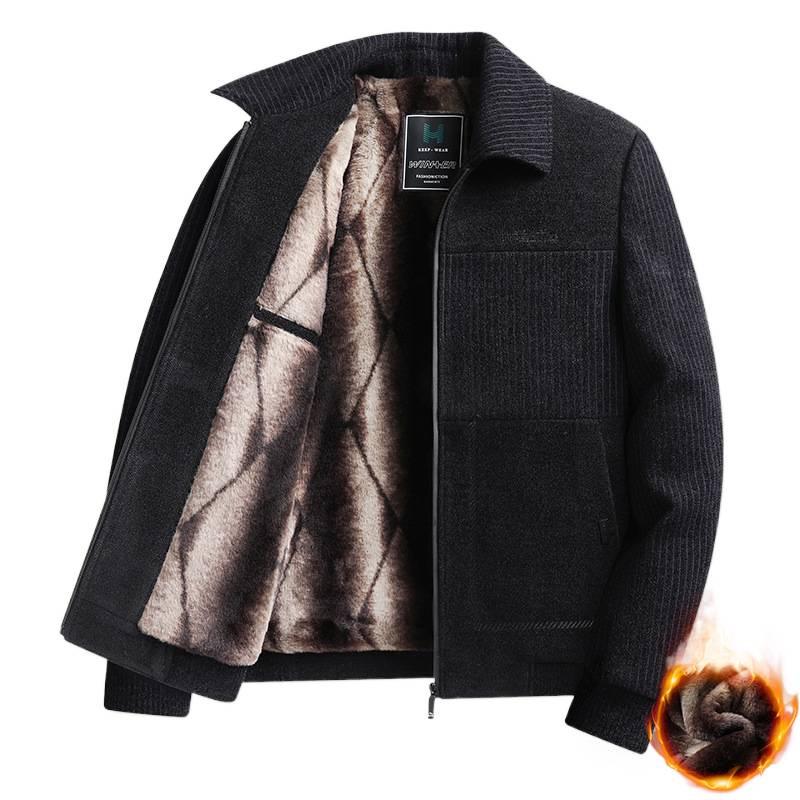 Woodpecker Men's Fleece-Lined Wool Overcoat - Turn-Down Collar