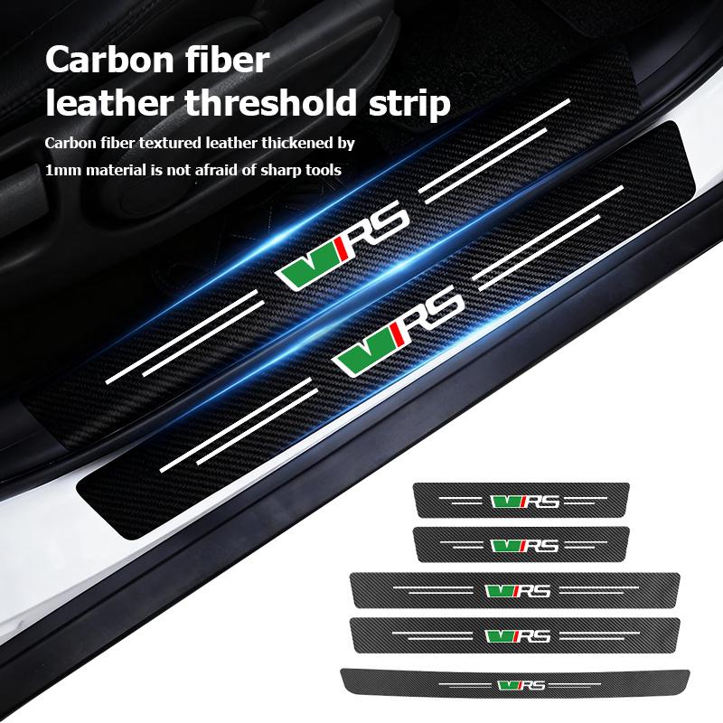 AAABR1 Car Carbon Fiber Door Sill Anti-Scratch Guard Sticker Accessories For Skoda Kodiaq Fabia Kamiq Karoq Octavia 2 3 Rapid Scala