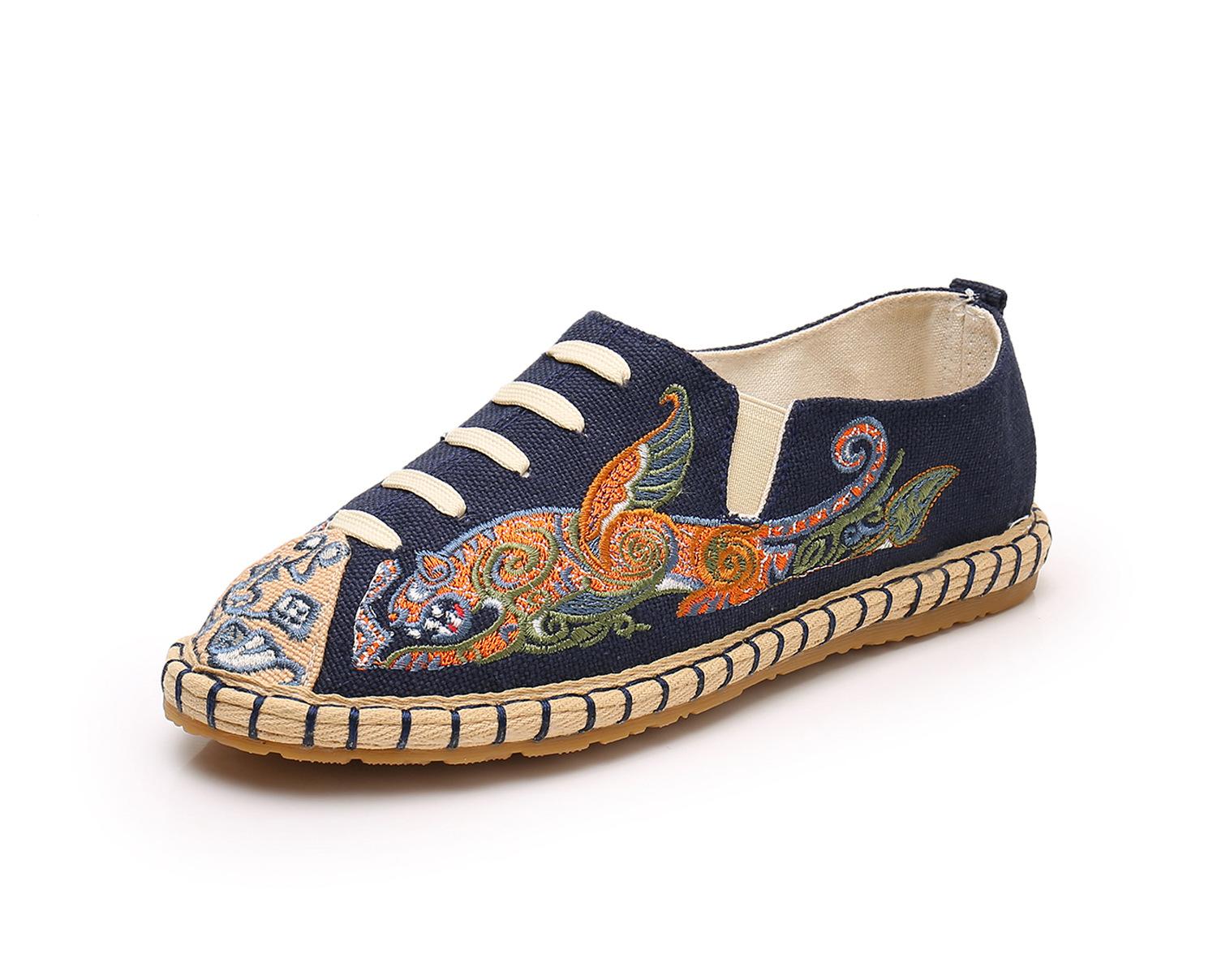 Китайский стиль Мужские и женские одинаковые вышитые туфли из ткани лазаньи — фото 8
