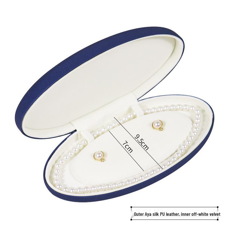 

Овальный набор шкатулок для украшений из ПУ кожи с жемчугом, состоящий из двух частей, для ожерелья и серег