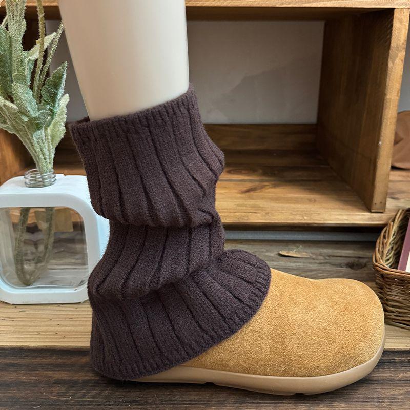 Dark Gray Wool Leg Warmers for Women Autumn Winter Fleece Lined Thickened Knitted Leg Sleeves Slouch Socks To Match Snow Boots