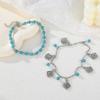 Vintage Bohemian Turquoise Beaded Engraved Hollow 2-Piece Set Anklet Foot Decoration