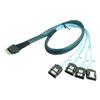 Cablecc Slimline SAS 4i Host To 4 SATA Target Hard Drive Fanout RAID 50cm 4.0 SFF-8654 38-Pin 7-Pin Cable,