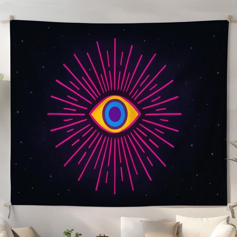 Psychedelic Evil Eye tapestry 75x100 чёрный