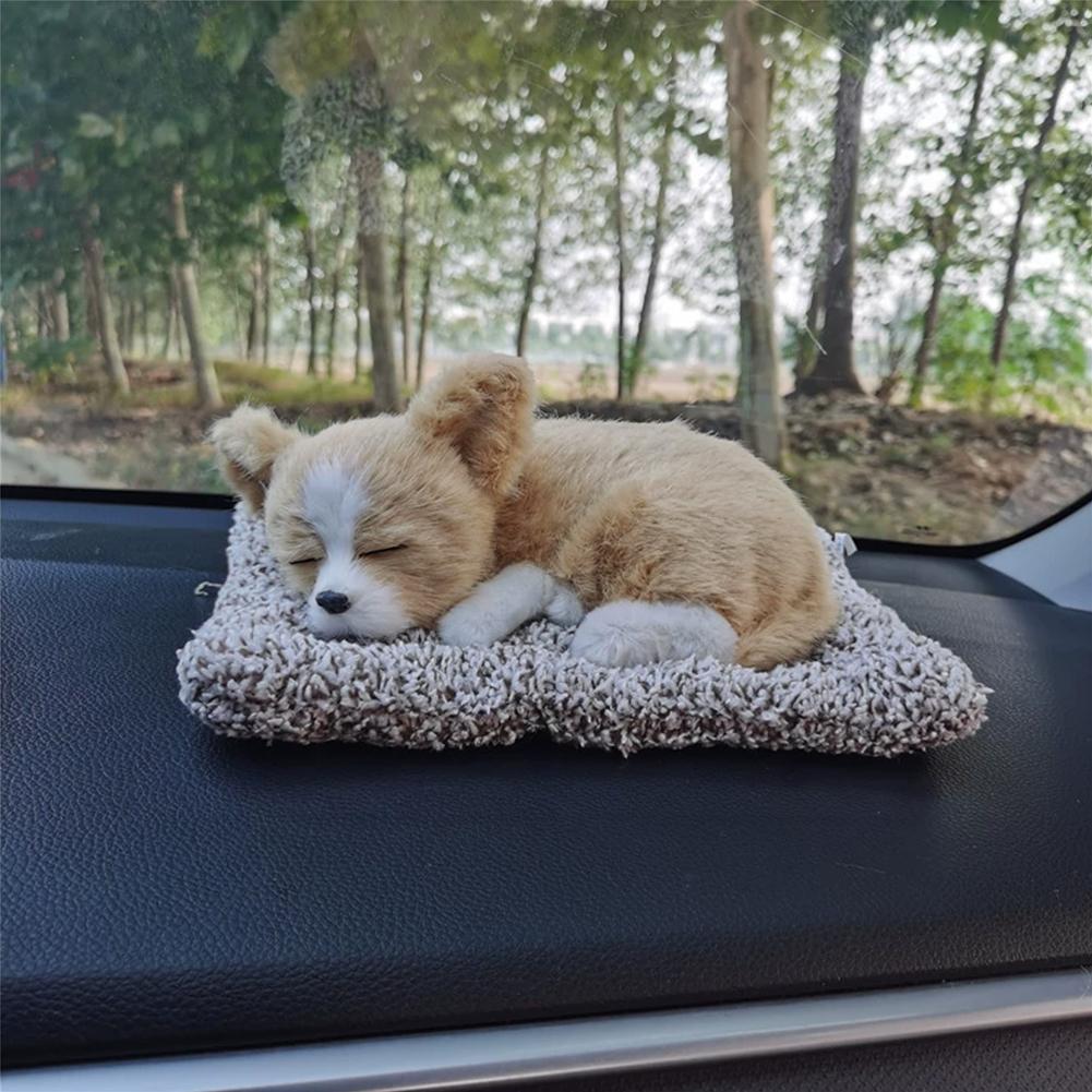 Auto Car Center Console Decoration Stuffed Toy Cute Animal Toy Sleeping Dog Decoration Children's Car Simulation Plush V3T4
