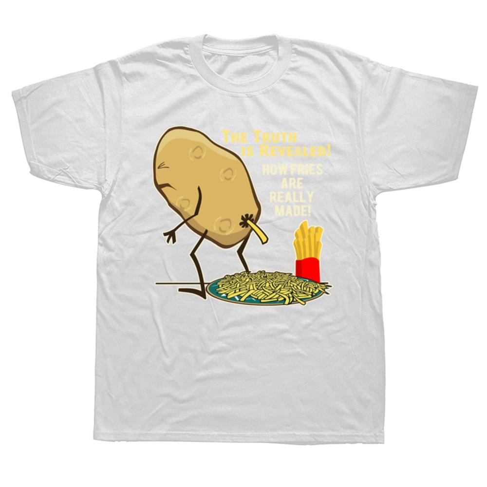 

The Truth Is Reviewed And Anime Potato And French Fries T Shirt Summer Graphic Cotton Streetwear Short Sleeve Vegetable Tshirt S