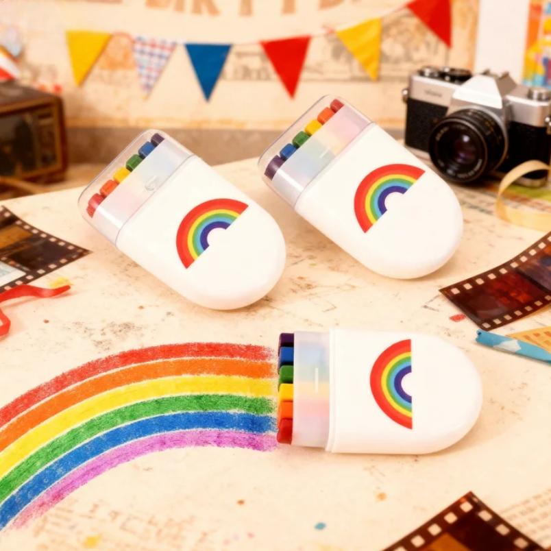 6 Colors Rainbow Crayon Paint Stick - Colorful Birthday Party Favors , Family Theme Party Supplies Gift
