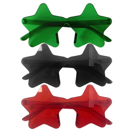 3 Pairs Frameless Sunglasses Star Sun Glasses Lightweight Trendy Fun Star Glasses E