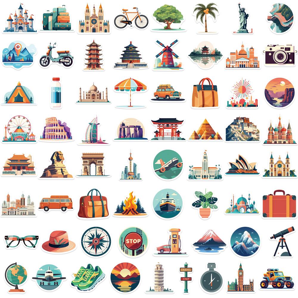 

50-65 шт. Набор наклеек «Путешествующий город» Мини наклейка с пейзажем автомобиля Страна Заметки Наклейка для DIY украшения Альбом Дневник Подарок Печать
