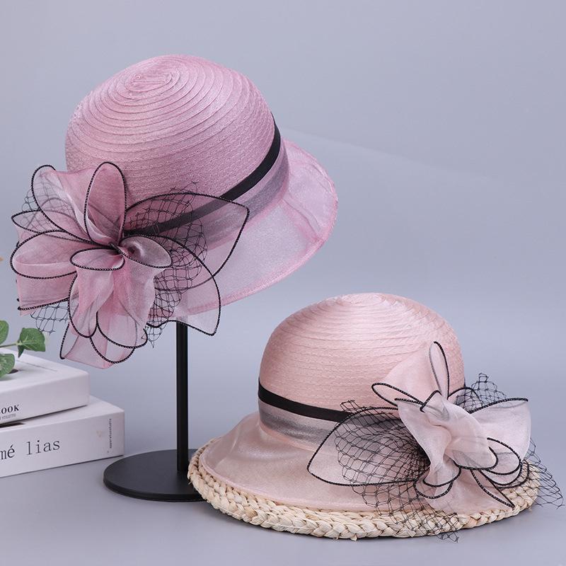Hat female visor in the elderly sun hat organza bucket hat big brim big brim sun hat
