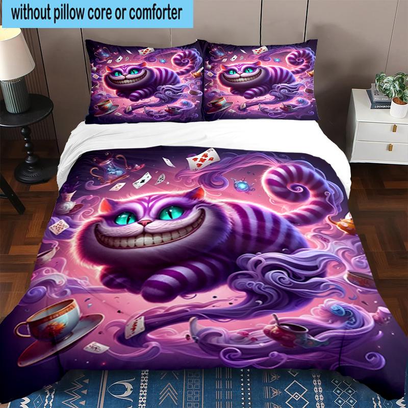 3PCS WonderlCat Fantasy Bedding Set,Including 1pc Duvet Cover And 2pcs Pillowcases Perfect for Bedroom, Dormitory, Fan Christmas Gift