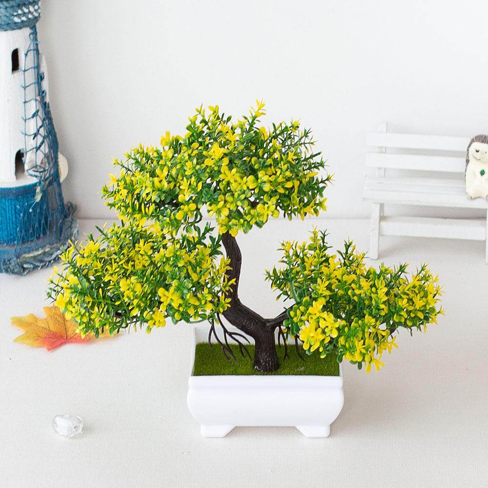 Artificial Plastic Plants Bonsai Small Tree Pot Potted Flower Garden Fake Plant Arrangement Ornaments Room Home Table Decor