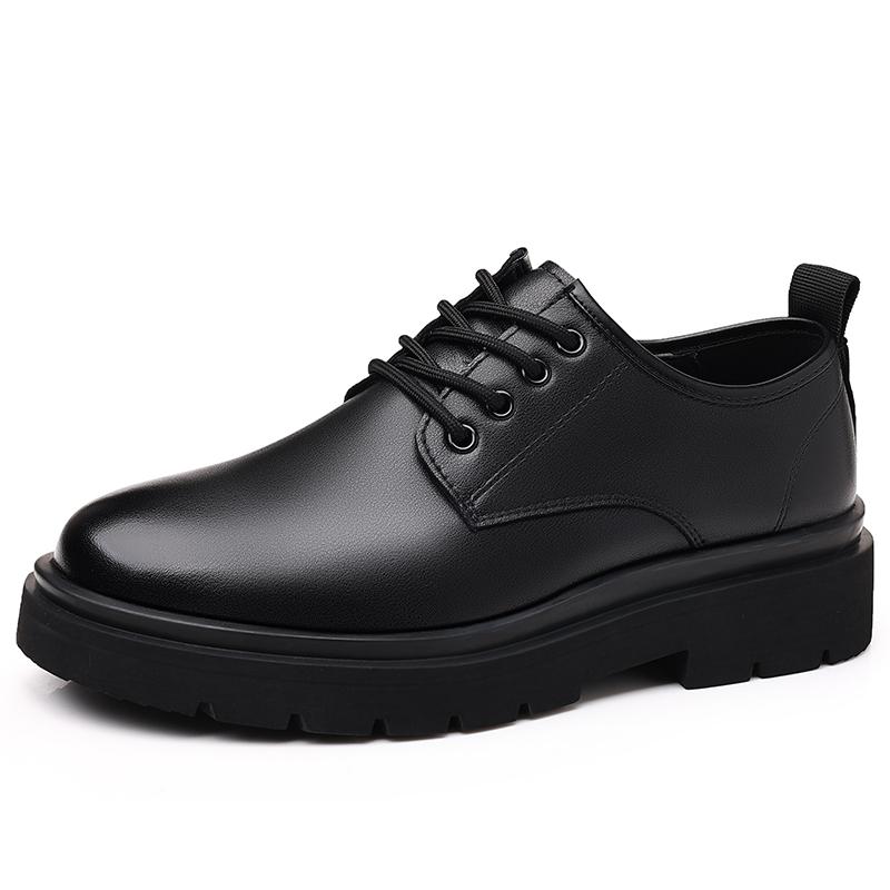 Fashion Thick Bottom Mens Oxford Shoes New Leather Casual Business Shoes Simple Versatile Formal Dress Footwear Leisure Walk Derby Shoes