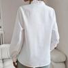 Women's White Long Shirt with Lace Collar Button Down Blouse for Office Ladies Autumn Winter Striped Tops