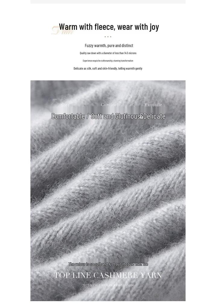 Women's Cashmere Half-High Neck Sweater - Winter 2025, Gentle Loose Slimming Warm Base Layer.