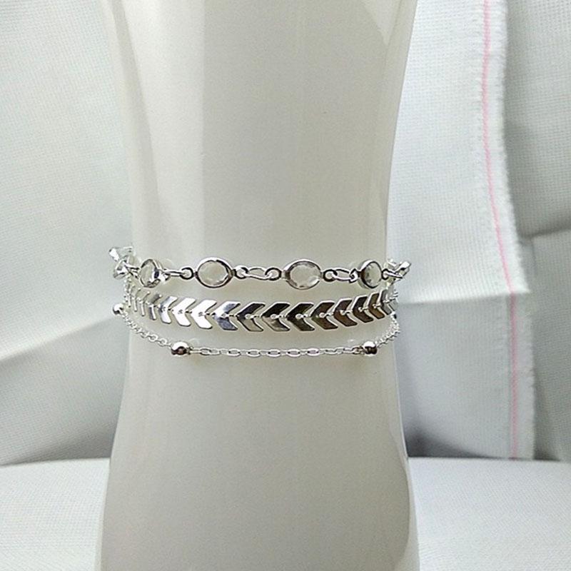 

Летний 3шт/компл Пляжная Мода Цепочка Ёлочка Кристалл Циркон Бусины Цепочка-Браслет на Ногу серебряный