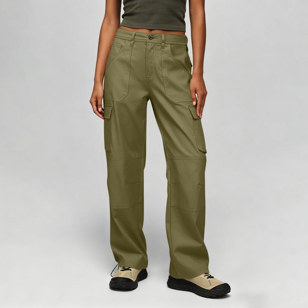 Damen Utility Cargo-Hose mit Reißverschluss Mehrere Taschen Strapazierfähige Nähte Outdoor-Wander-Arbeitskleidung Hosen