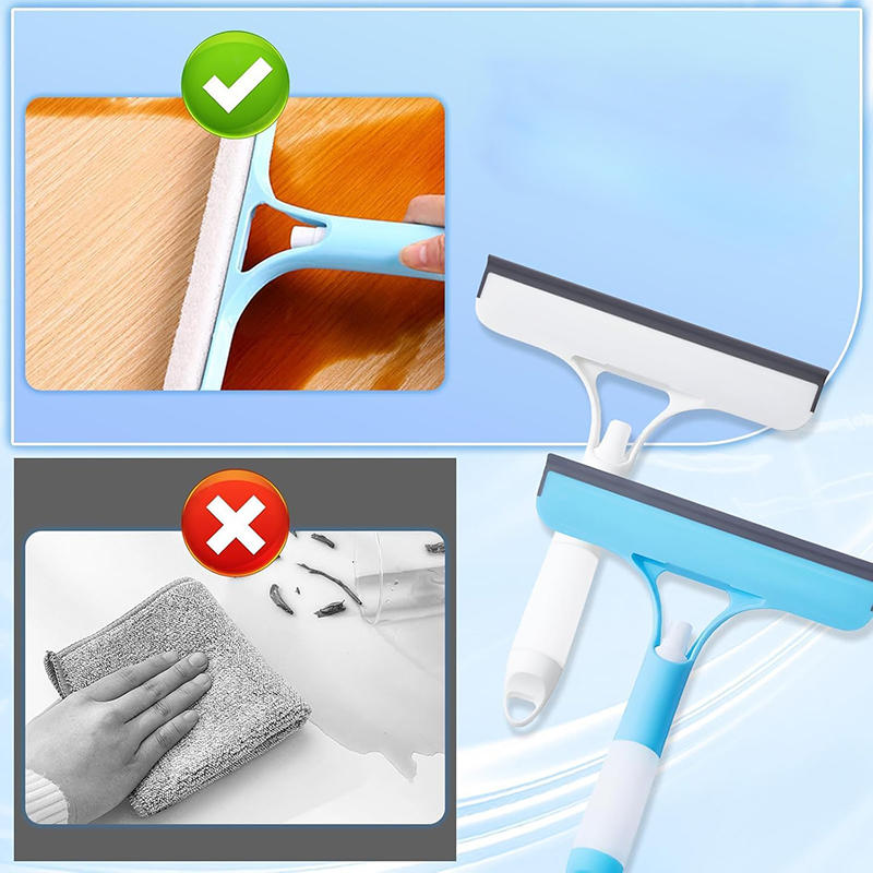 3 in 1 Window Cleaning Squeegee Multi Function Glass Mirror Wiper with Spray Bottle Microfiber Scrub Household Car Cleaner Tools