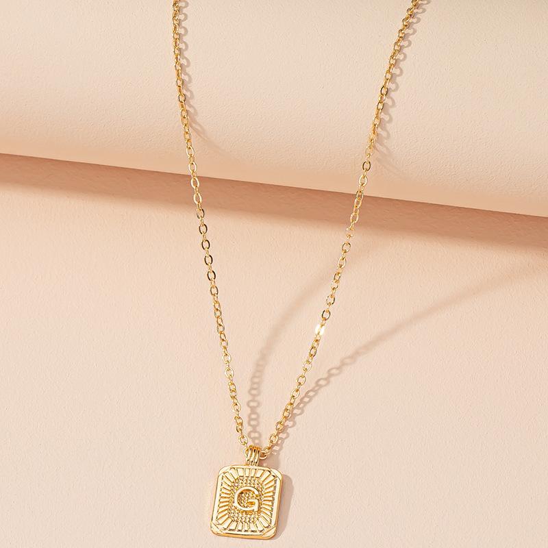 Square Brand 26 English Letter Necklace Hip-hop Necklace Ins Style Female European and American Design Sense Clavicle Chain