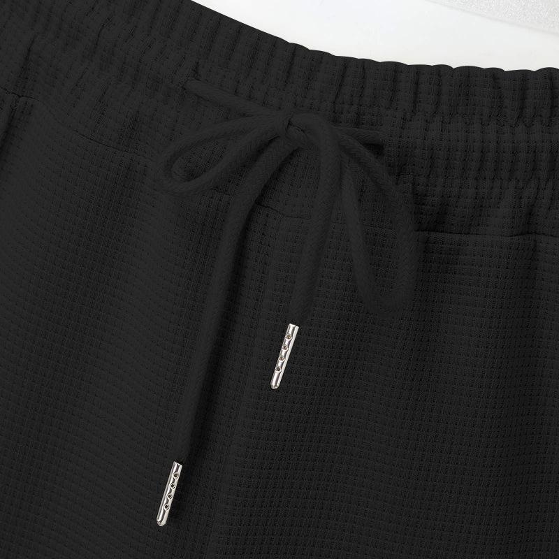 Autumn 2025 Men's Waffle Knit Long Sleeve Zip Cardigan & Turn-Down Collar Casual Sports Set