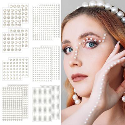 3Mm/4Mm/5Mm/6Mm 3D Pearl Face Jewels Eyeshadow Stickers Self Adhesive Face Body Eyebrow Diamond Stickers Diamond Decoration