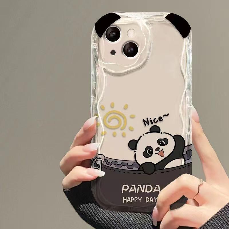 Creative Cute Panda Phone Case for iPhone 12/13/14/16 Pro Max