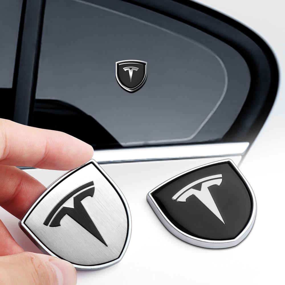 1Pcs Car Styling Metal Shield Logo Car Body Side Window Emblem Stickers For Tesla Model 3 Model S X Y 2020 2021 2022 Roadster