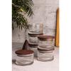 Bella 6-piece Wooden Vacuum Glass Breakfast Multi-purpose Glass Snack Bowl With Lid 235 Ml