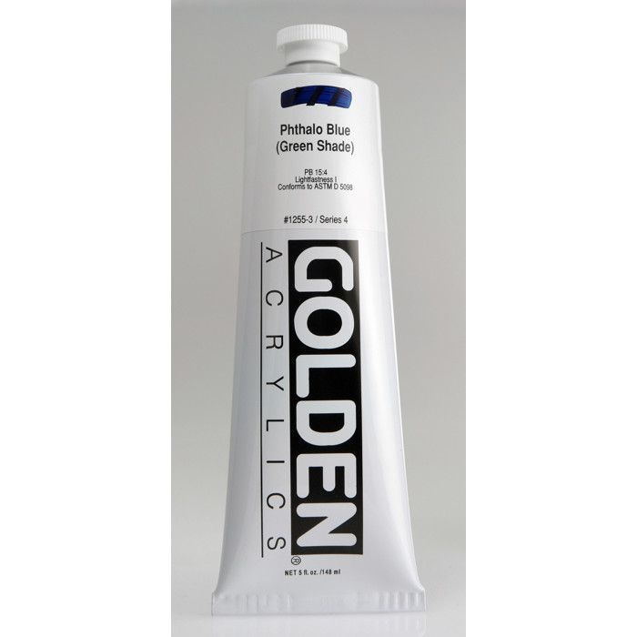 Peinture Acrylique - GOLDEN - Phthalo Blue Green Shade - 150ml - Résistance à la lumière - Consistance épaisse