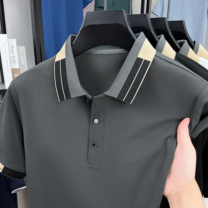 Short Sleeve Polo Shirt Men s Business Casual Top Loose Fit Lapel Collar T-Shirt M