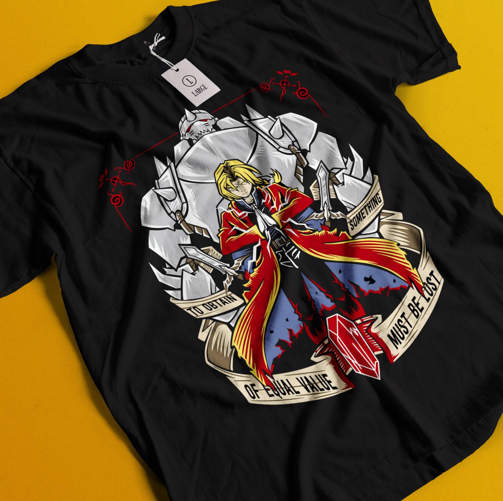 Fullmetal Alchemist T-Shirt Mens Womens Tees Top FMA Brotherhood Edward Elric Alphonse Elric Shirt 2XL